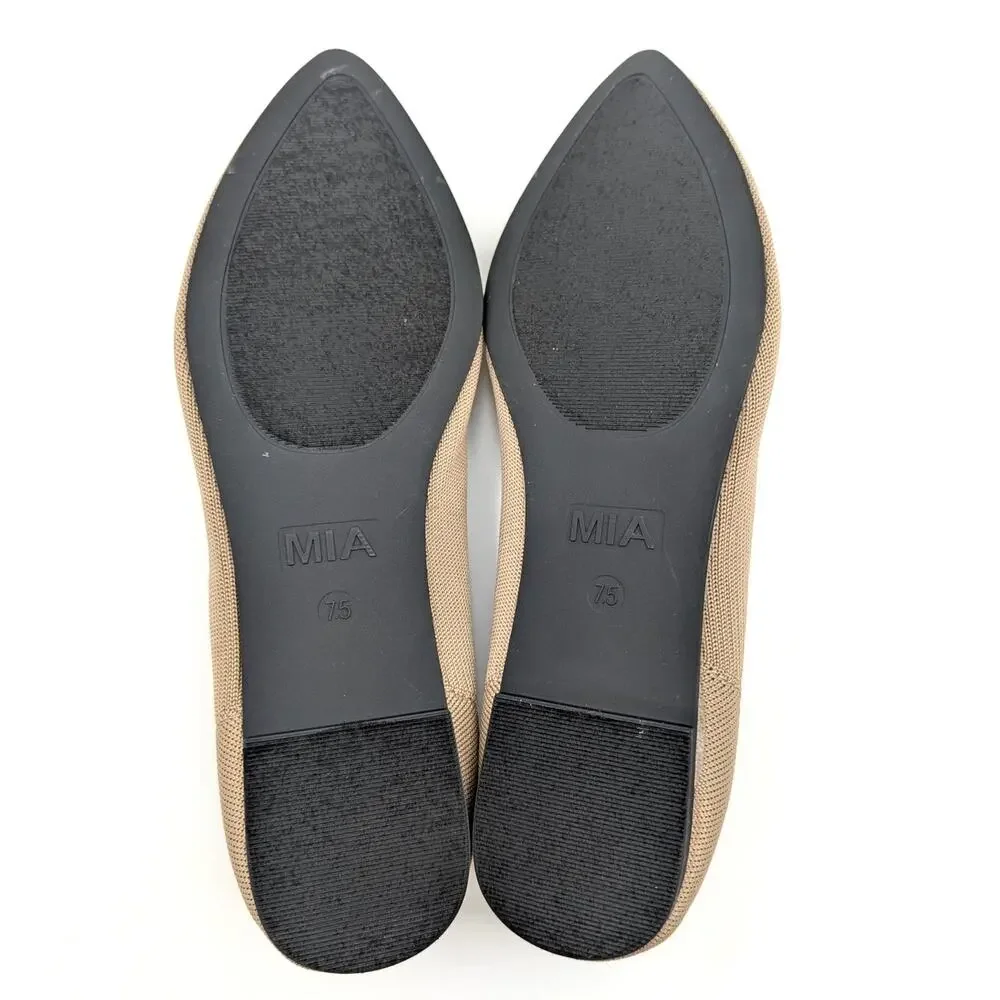 Mia Kerri Pointed Toe Ballet Flat Shoes Women's Dark Sand Size US7.5M EU38